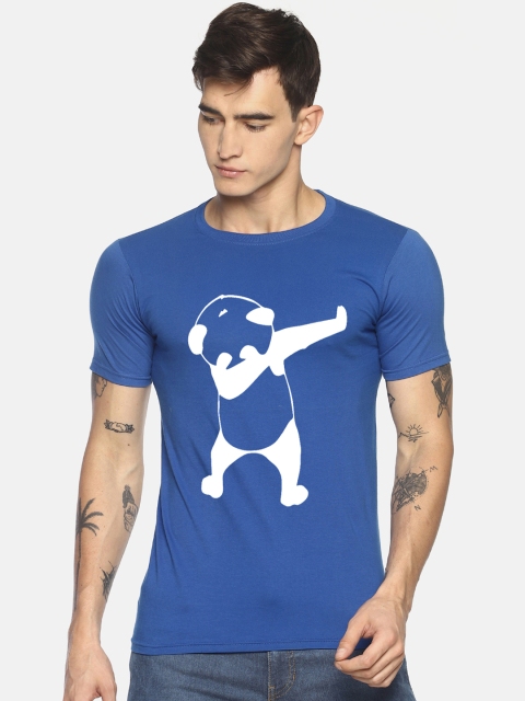 

Le Bison Men Blue & White Printed Round Neck T-shirt