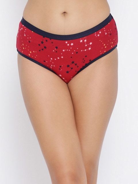 

Clovia Women Red & Navy Blue Printed Cotton Mid-Rise Hipster Briefs PN3407P14S