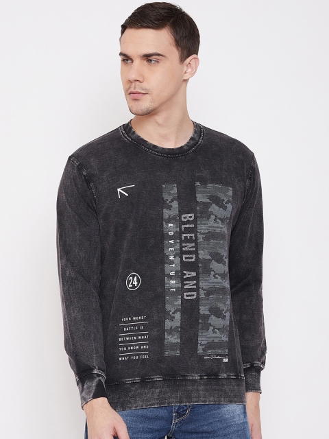 

Duke Men Charcoal Grey Printed Round Neck T-shirt