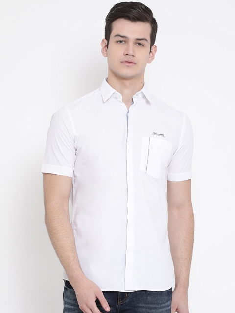 

Crimsoune Club Men White Standard Slim Fit Solid Casual Shirt