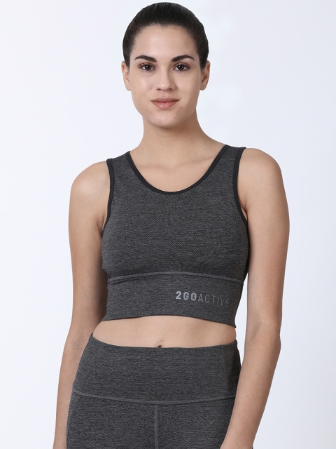 

2GO Charcoal Grey Solid Non-Wired Non Padded Sports Bra EL-WSB454-A9