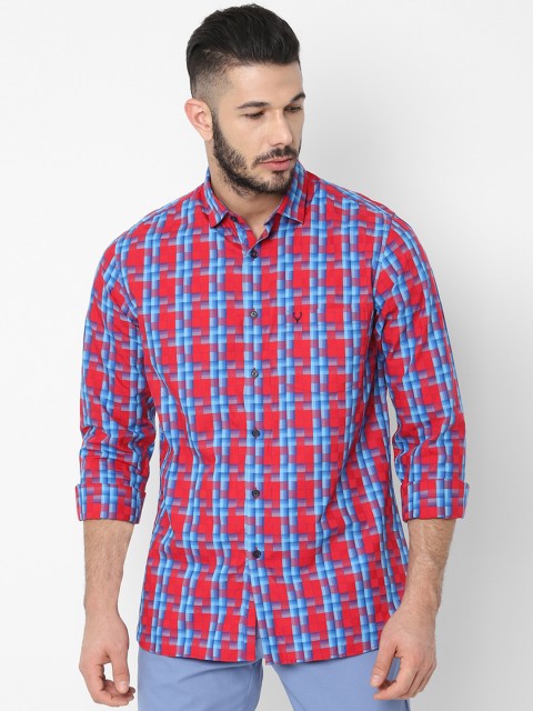 

Allen Solly Men Red & Blue Slim Fit Checked Casual Shirt