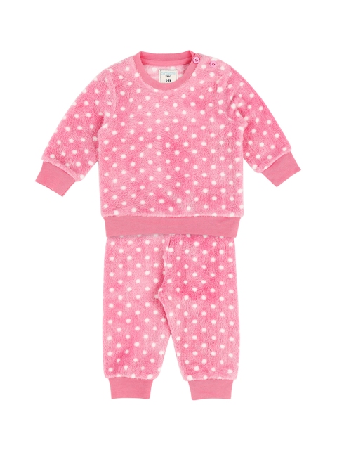 

Pantaloons Baby Infant Pink & White Printed Sweatshirt with Trousers