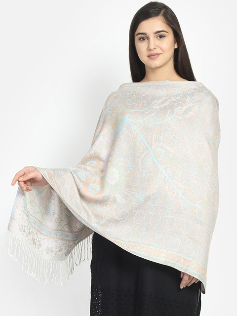 

Anekaant Women Off-White & Peach-Coloured Woven Design Shawl