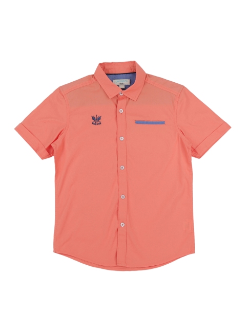 

Pantaloons Junior Boys Coral Orange Regular Fit Solid Casual Shirt