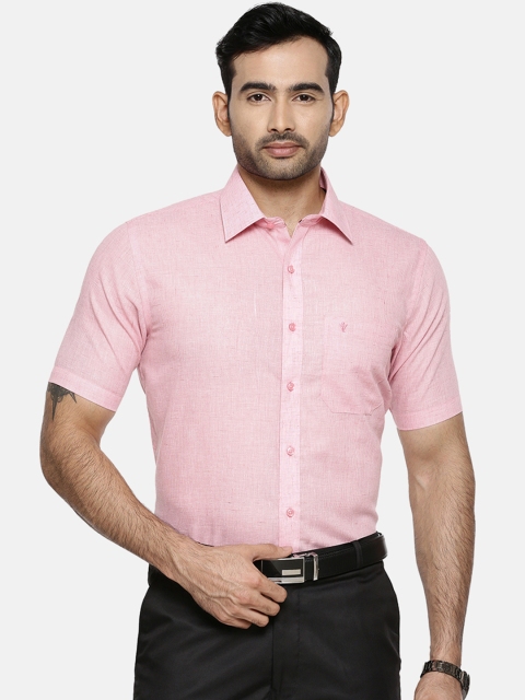 

RAMRAJ COTTON Men Pink Original Regular Fit Solid Wrinkle-Free Formal Shirt