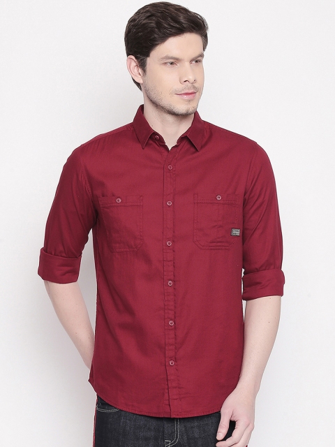 

Mufti Men Maroon Slim Fit Solid Casual Shirt