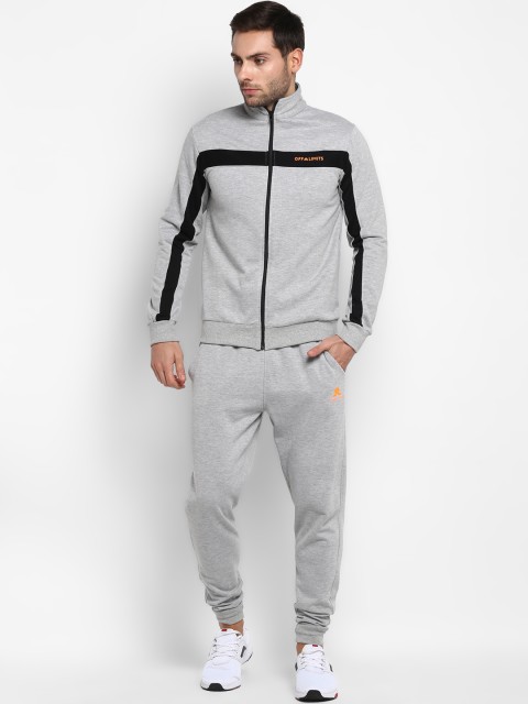 

OFF LIMITS Men Grey Melange Solid Tracksuit