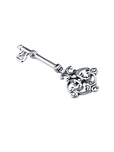

Inox Jewelry Women Silver-toned Intricate Filigree Key Pendant With Chain