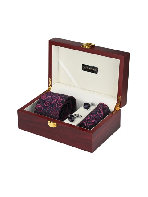 

Calvadoss Men Black & Magenta Accessory Gift Set