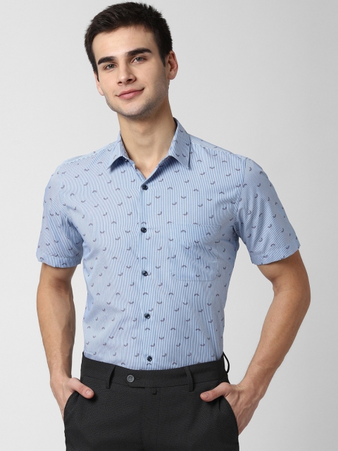 

Peter England Men Blue & White Slim Fit Printed Formal Shirt