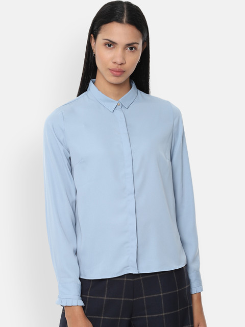 

Van Heusen Woman Women Blue Regular Fit Solid Casual Shirt