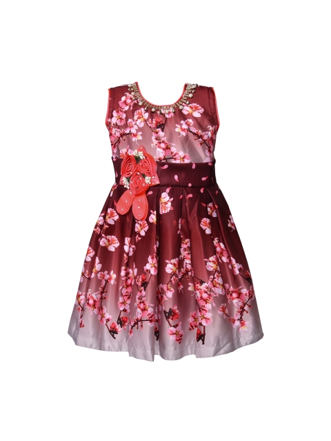 

Wish Karo Girls Red Printed Fit and Flare Dress