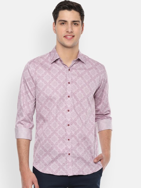 

V Dot Men Pink Slim Fit Printed Casual Shirt