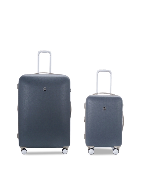 

IT luggage Unisex Grey Solid 360 Degree Rotation Set Of Cabin & Large Trolleys