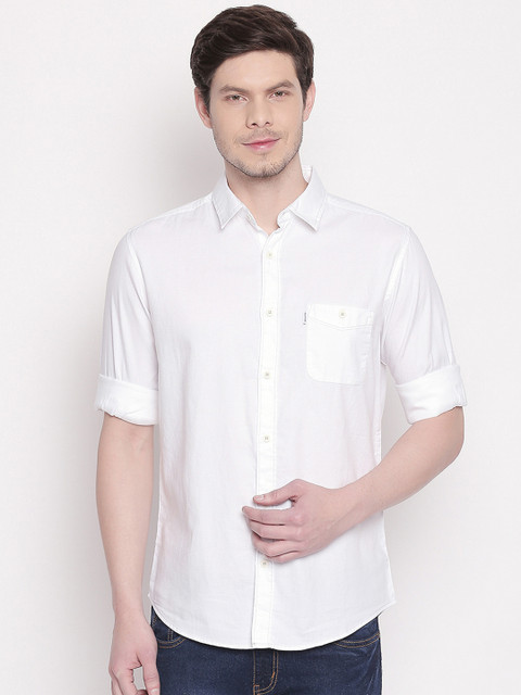 

Mufti Men White Slim Fit Solid Casual Shirt