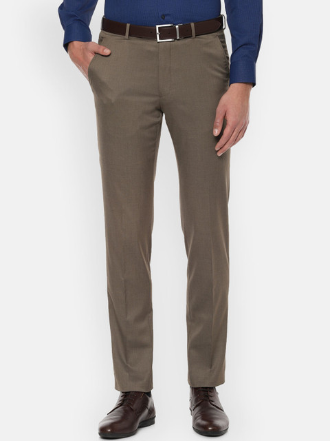 

Van Heusen Men Brown Slim Fit Solid Formal Trousers