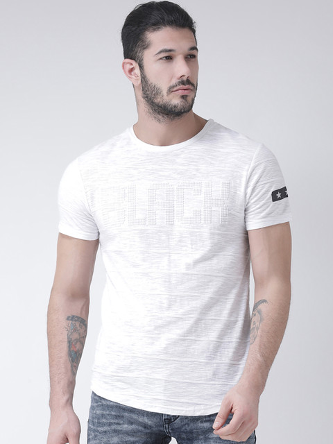 

Rex Straut Jeans Men White Self Design Round Neck T-shirt