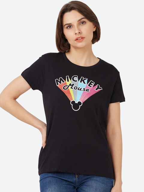 

Free Authority Women Black Mickey & Friends Printed T-shirt
