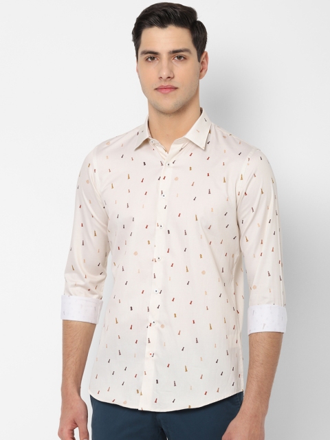 

SIMON CARTER LONDON Men Cream-Coloured Regular Fit Printed Casual Shirt