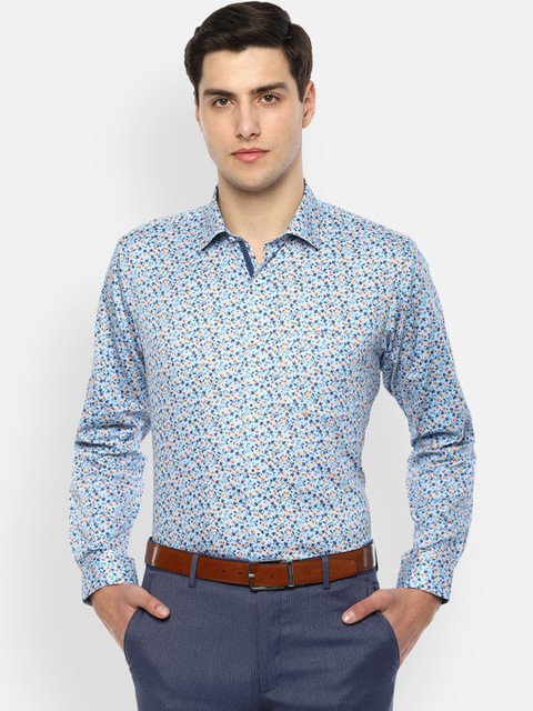 

Van Heusen Men Blue & Yellow Regular Fit Printed Formal Shirt