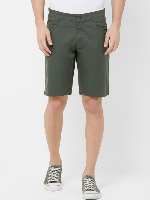 

FiTZ Men Olive Green Solid Regular Fit Regular Shorts