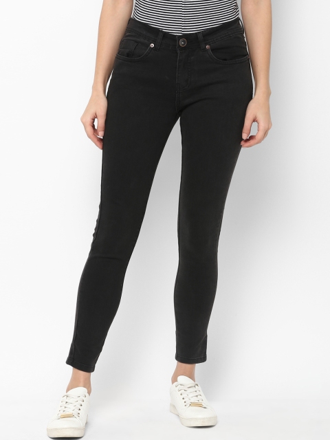 

Urbano Fashion Women Charcoal Black Skinny Fit Low-Rise Clean Look Stretchable Jeans
