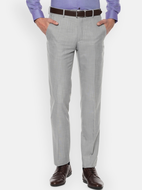 

Van Heusen Men Grey Slim Fit Solid Formal Trousers