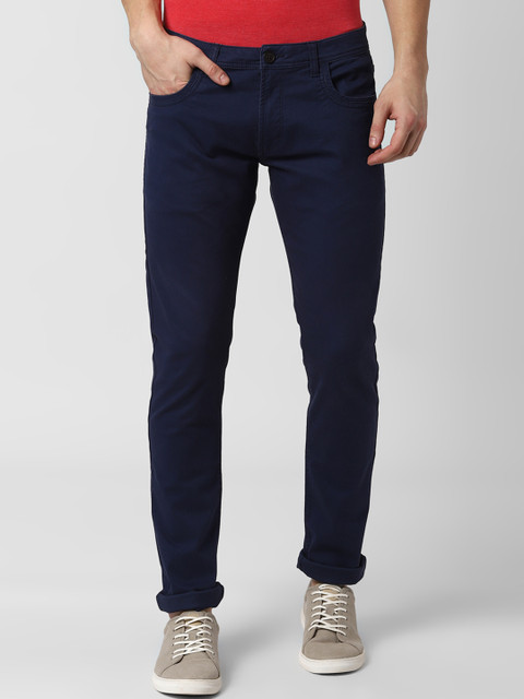 

Peter England Casuals Men Navy Blue Skinny Fit Solid Chinos