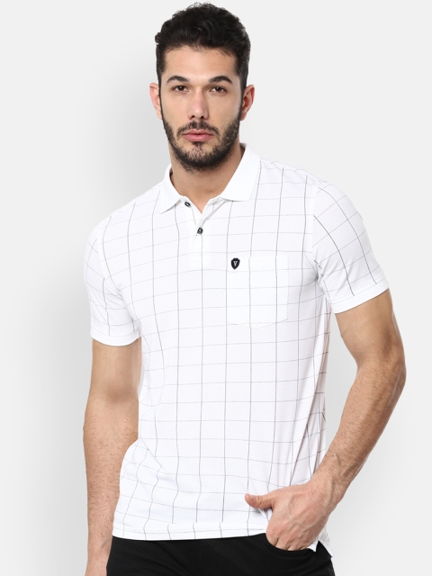 

Van Heusen Sport Men White & Blue Checked Polo Collar T-shirt