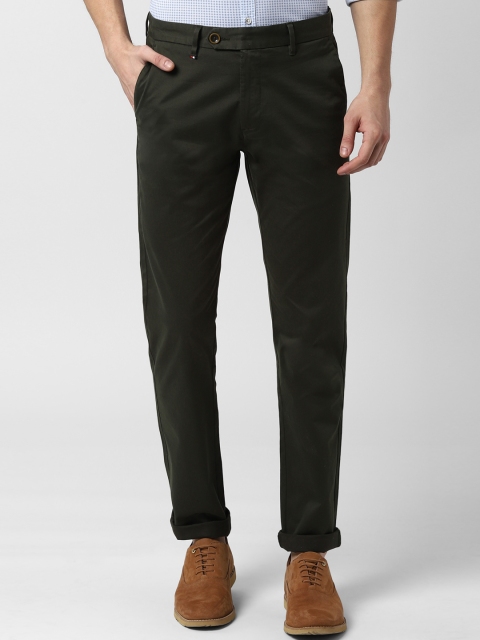 

Peter England Casuals Men Olive Green Slim Fit Solid Chinos