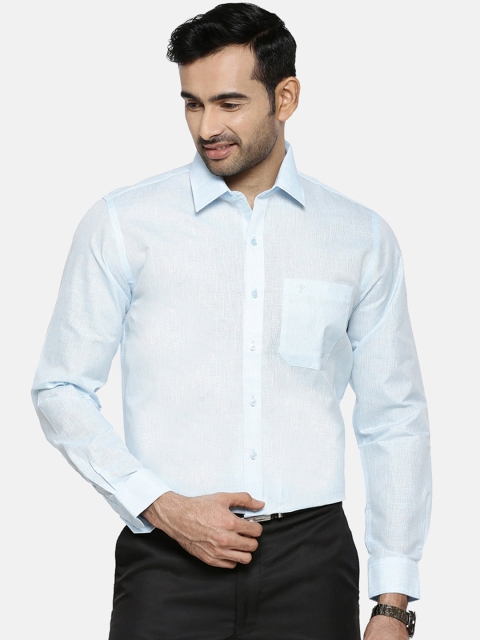 

RAMRAJ COTTON Men Blue Original Regular Fit Solid Formal Shirt