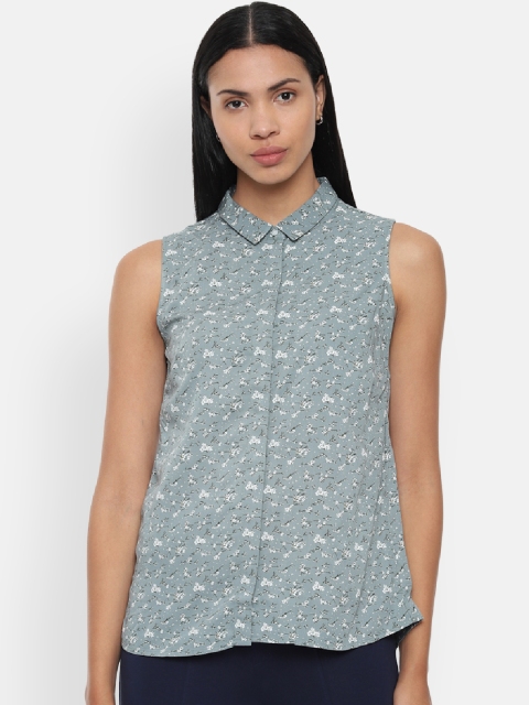 

Van Heusen Woman Women Grey Regular Fit Printed Formal Shirt