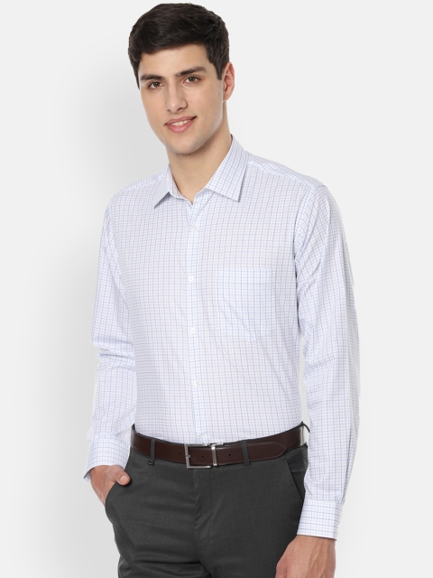 

Van Heusen Men White & Blue Regular Fit Checked Formal Shirt