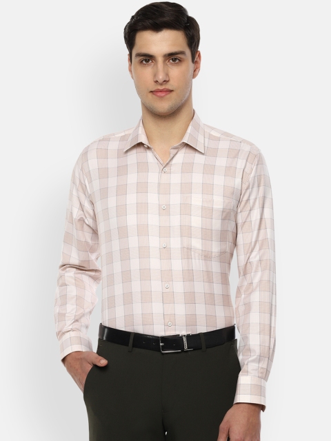 

Van Heusen Men Beige Regular Fit Checked Formal Shirt