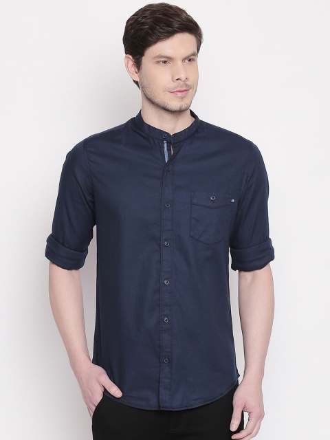 

Mufti Men Navy Blue Slim Fit Solid Casual Shirt