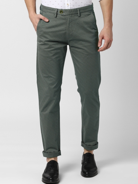 

Peter England Casuals Men Olive Green & Black Slim Fit Printed Chinos