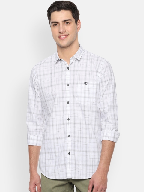 

Van Heusen Sport Men White & Grey Slim Fit Checked Casual Shirt