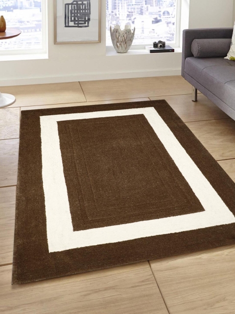 

PRESTO Brown & White Hand Tufted Wool Anti-Skid Carpet