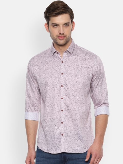 

V Dot Men Pink & Brown Slim Fit Printed Casual Shirt