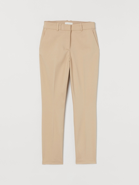

H&M Women Beige Solid Cigarette Trousers