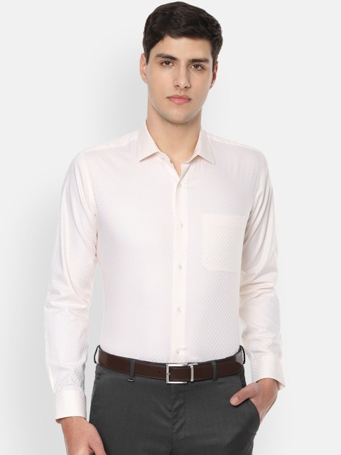

Van Heusen Men Beige & White Slim Fit Printed Formal Shirt