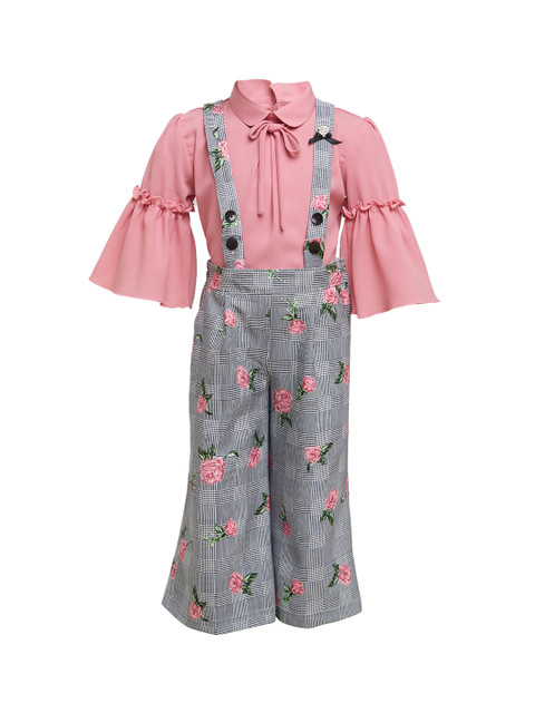 

Tiny Baby Girls Pink & Grey Solid Shirt with Capris