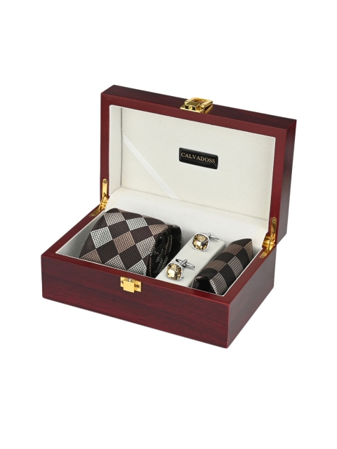 

Calvadoss Men Brown & Beige Accessory Gift Set