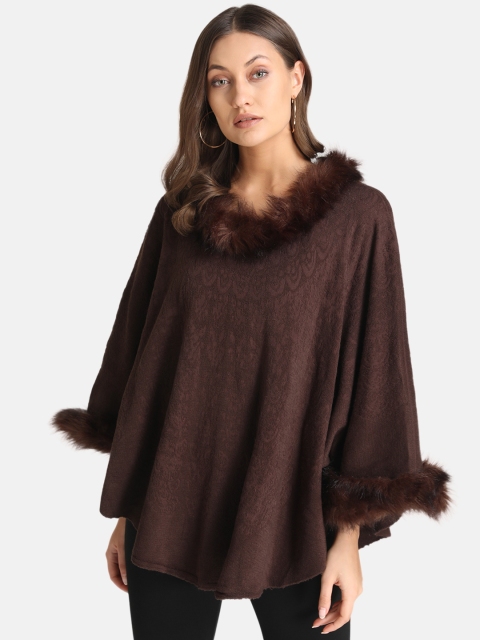 

Kazo Women Brown Solid Poncho Sweater