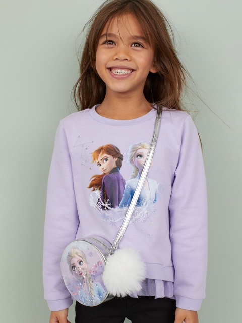 

H&M Girls Lavender Printed Sweatshirt With Tulle