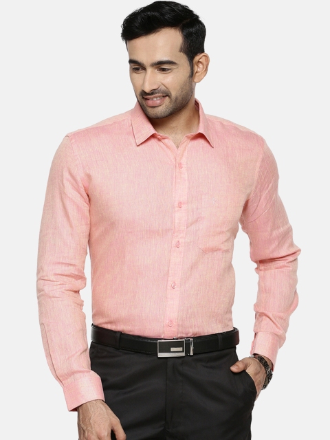

RAMRAJ COTTON Men Pink Original Slim Fit Solid Formal Shirt