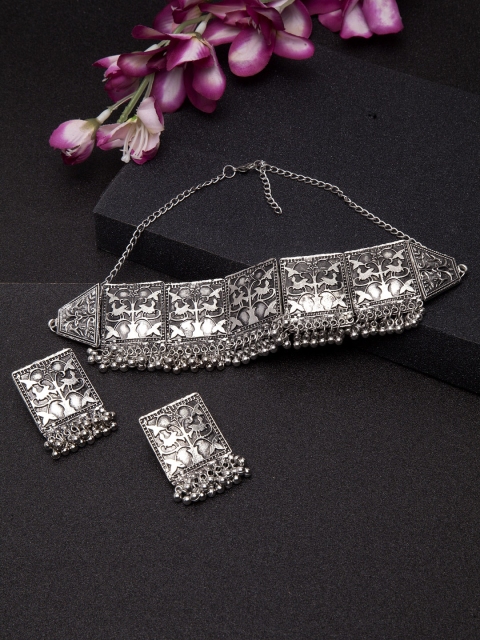 

Moedbuille Silver-Toned Brass-Plated Handcrafted Oxidised Jewellery Set