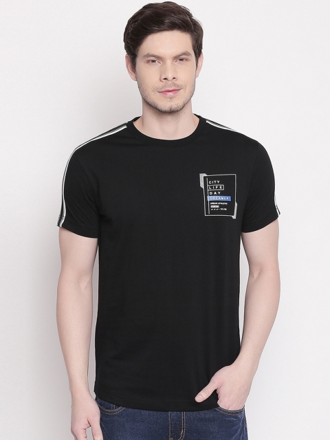 

Mufti Men Black Printed Round Neck Slim Fit Pure Cotton T-shirt