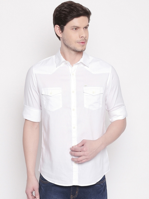 

Mufti Men White Slim Fit Solid Casual Shirt